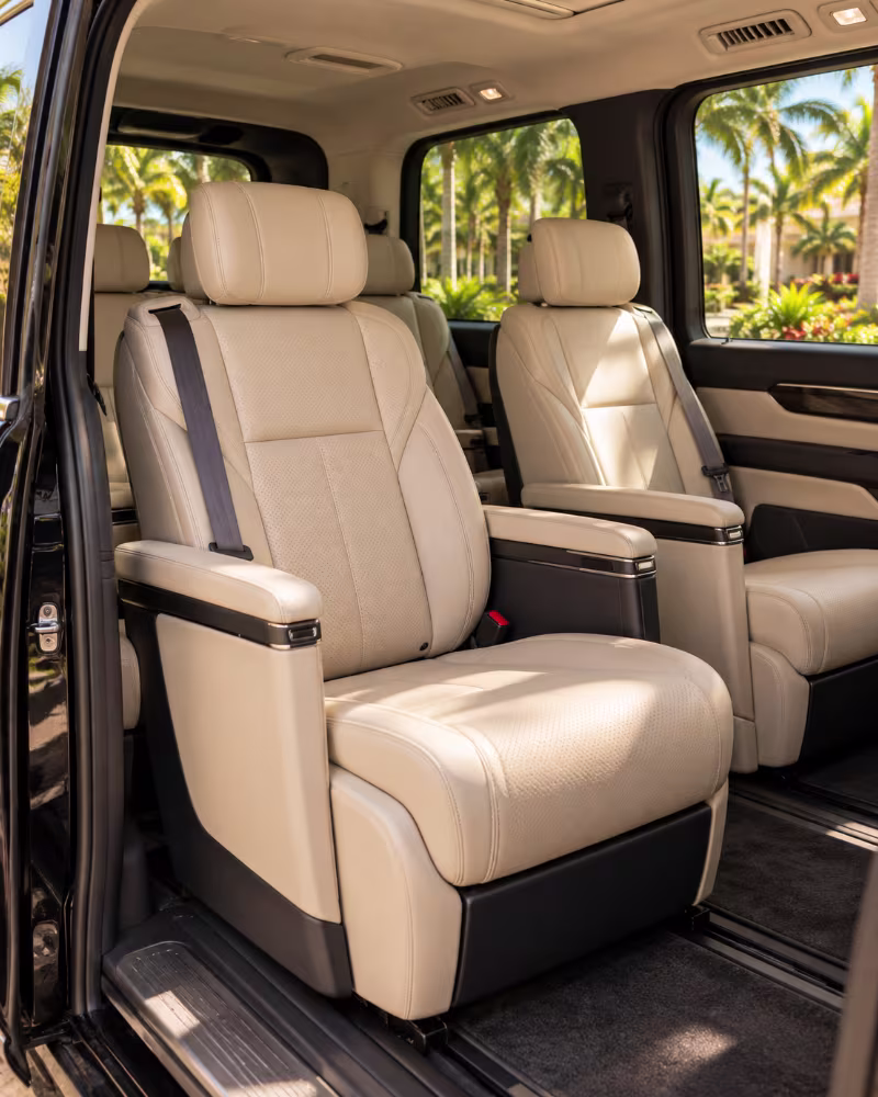 Premium private transfer van interior in Punta Cana